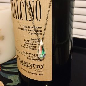 Teardrop Acrylic Crystal Necklace (Silver Chain)